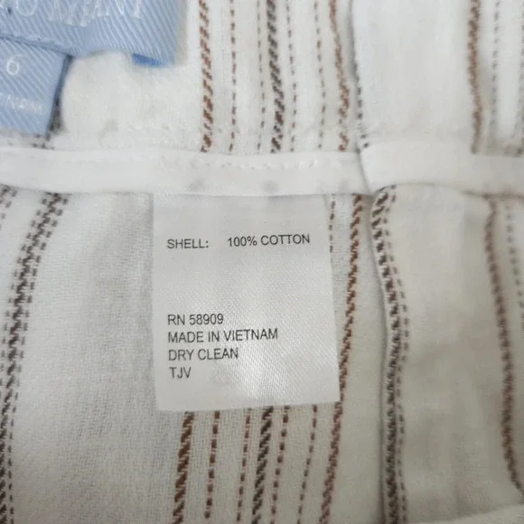 Antonio Melani Cropped Wide Leg Pants White Striped High Rise Pleated Palazzo - Picture 6 of 7